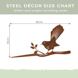 The Rufous Fantail Steel Decor Metalbird Sizing