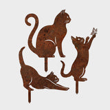 Cats-Garden Stake 3-Pack Steel Decor Rusted