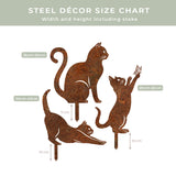 Cats Garden Stake 3 Pack Steel Decor Sizes