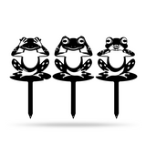 Frogs Garden Stake - See-Hear-Speak No Evil Steel Decor