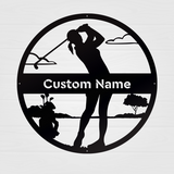 Golf Monogram - Female Golfer Steel Decor