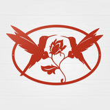 Loving Hummingbirds Metal Art Red