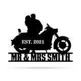 Motorbike Couple Monogram Steel Decor