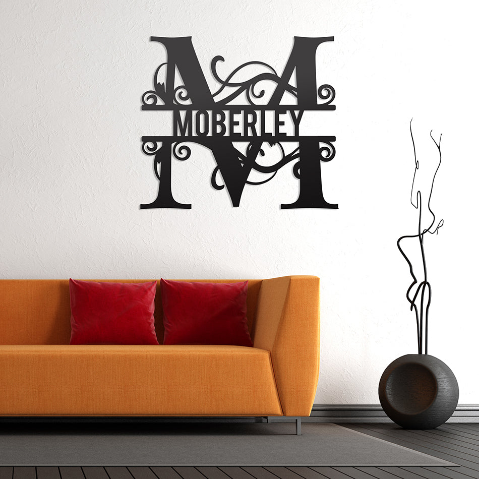 Fancy Split Letter Monogram – Steel Décor