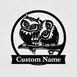 Owls Monogram Steel Decor