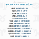 Zodiac Signs Dates Steel Decor
