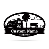 Customised Your Farm Sign - Cow and Calf Metal Sign Steel Decor
