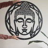 Buddha Face Wall Art Black Steel Decor